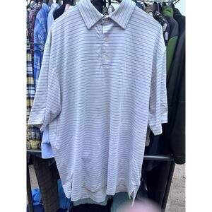 FOOTJOY Performance Golf Polo Shirt XL Men's White with Pinstripes.